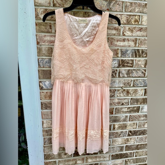 Pastel Ballet Pink & Cream/Peach Lace Balletcore Dress - Picture 6 of 9